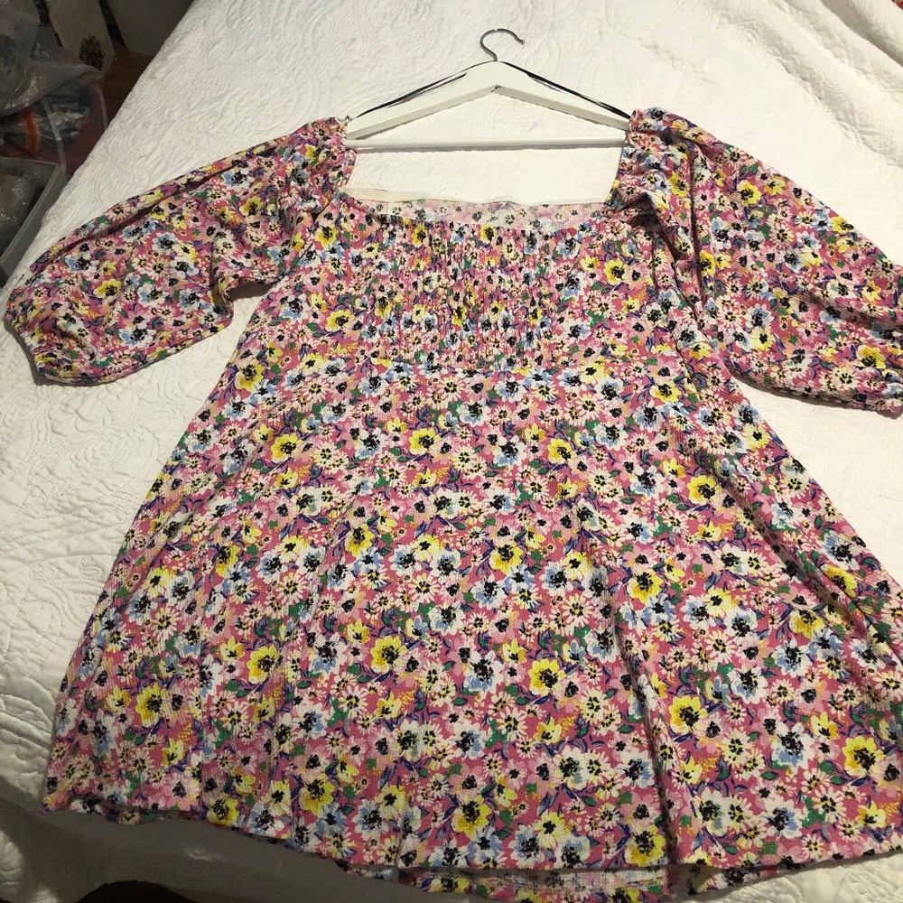 H&M short off the shoulder dress floral print size XL nwt